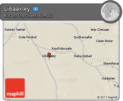 Shaded Relief 3D Map of Libaaxley