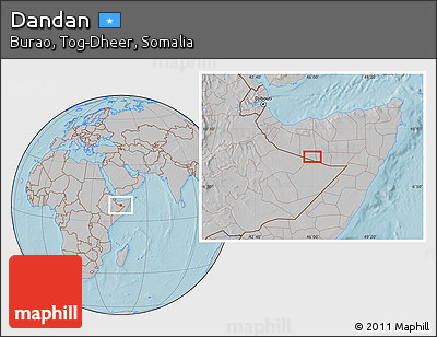 Gray Location Map of Dandan, hill shading