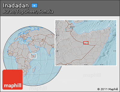 Gray Location Map of Inadadan, hill shading