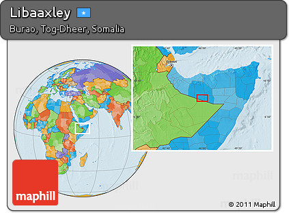 Political Location Map of Libaaxley