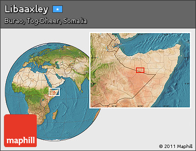 Satellite Location Map of Libaaxley