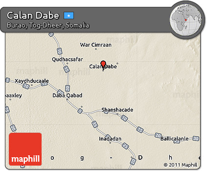 Shaded Relief Map of Calan Dabe
