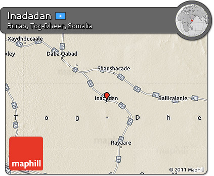 Shaded Relief Map of Inadadan