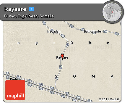 Shaded Relief Map of Rayaare