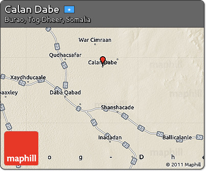 Shaded Relief Map of Calan Dabe