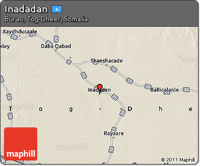 Shaded Relief Map of Inadadan
