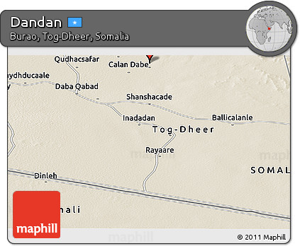 Shaded Relief Panoramic Map of Dandan