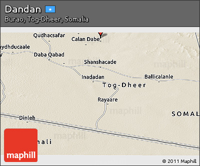 Shaded Relief Panoramic Map of Dandan