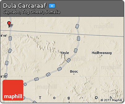 Shaded Relief Map of Dula Carcaraaf