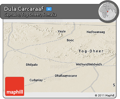 Shaded Relief Panoramic Map of Dula Carcaraaf