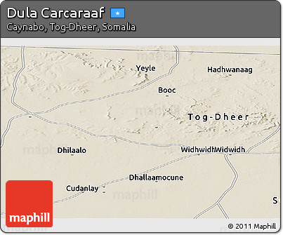 Shaded Relief Panoramic Map of Dula Carcaraaf