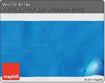 Physical 3D Map of the Area around 8° 33' 36" N, 52° 46' 29" E