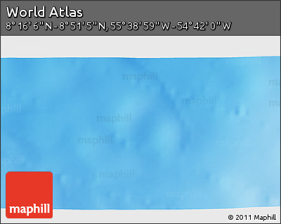Physical 3D Map of the Area around 8° 33' 36" N, 55° 10' 29" W