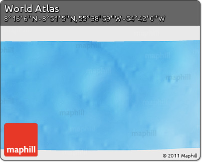 Physical 3D Map of the Area around 8° 33' 36" N, 55° 10' 29" W