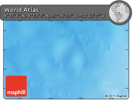 Physical Map of the Area around 8° 33' 36" N, 55° 10' 29" W