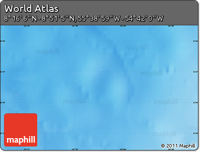 Physical Map of the Area around 8° 33' 36" N, 55° 10' 29" W