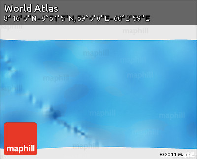 Physical 3D Map of the Area around 8° 33' 36" N, 59° 34' 30" E