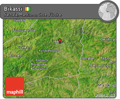 Satellite 3D Map of Bikassi