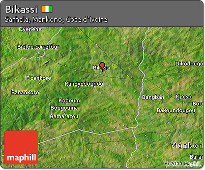 Satellite 3D Map of Bikassi