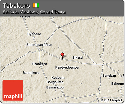 Shaded Relief 3D Map of Tabakoro