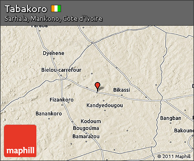 Shaded Relief 3D Map of Tabakoro