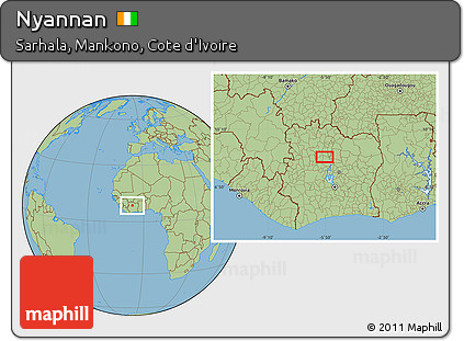 Savanna Style Location Map of Nyannan
