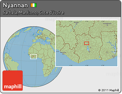 Savanna Style Location Map of Nyannan