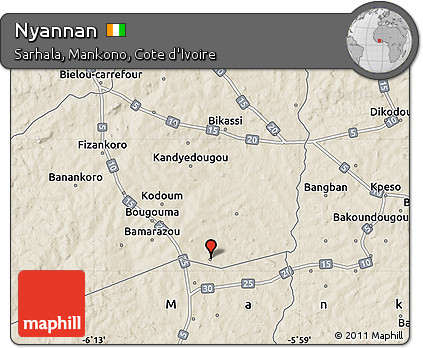 Shaded Relief Map of Nyannan