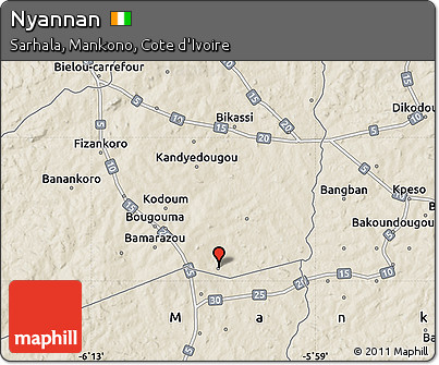 Shaded Relief Map of Nyannan