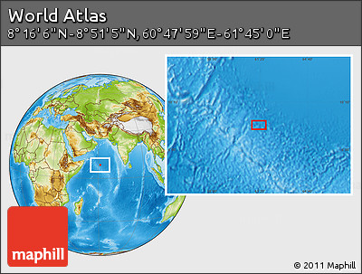 Physical Location Map of the Area around 8° 33' 36" N, 61° 16' 29" E