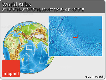 Physical Location Map of the Area around 8° 33' 36" N, 61° 16' 29" E