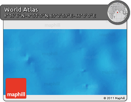 Physical 3D Map of the Area around 8° 33' 36" N, 65° 31' 30" E