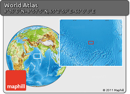 Physical Location Map of the Area around 8° 33' 36" N, 65° 31' 30" E