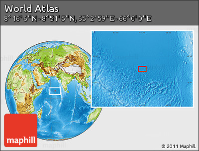Physical Location Map of the Area around 8° 33' 36" N, 65° 31' 30" E