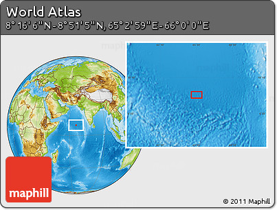 Physical Location Map of the Area around 8° 33' 36" N, 65° 31' 30" E