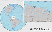 Gray Location Map of the area around 8° 33' 36" N, 65° 22' 30" W
