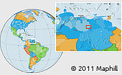 Political Location Map of the area around 8° 33' 36" N, 65° 22' 30" W