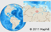 Shaded Relief Location Map of the area around 8° 33' 36" N, 65° 22' 30" W