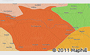 Political 3D Map of the area around 8° 33' 36" N, 68° 46' 30" W