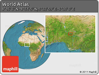 Satellite Location Map of the Area around 8° 33' 36" N, 6° 1' 30" E