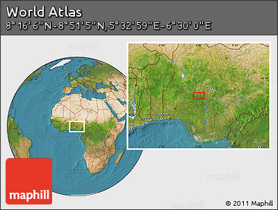 Satellite Location Map of the Area around 8° 33' 36" N, 6° 1' 30" E