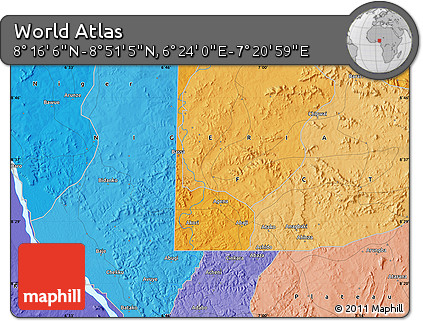 Political Map of the Area around 8° 33' 36" N, 6° 52' 30" E