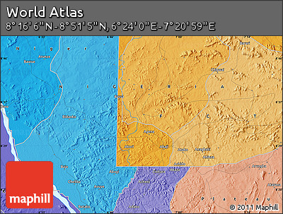 Political Map of the Area around 8° 33' 36" N, 6° 52' 30" E