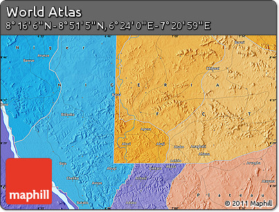 Political Map of the Area around 8° 33' 36" N, 6° 52' 30" E