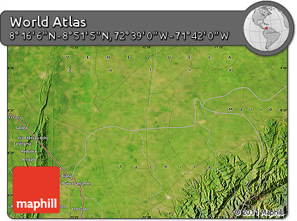 Satellite Map of the Area around 8° 33' 36" N, 72° 10' 30" W