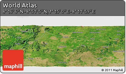 Satellite Panoramic Map of the Area around 8° 33' 36" N, 7° 43' 29" E