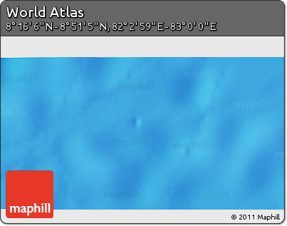 Physical 3D Map of the Area around 8° 33' 36" N, 82° 31' 30" E