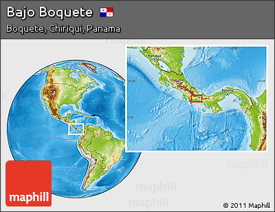 Physical Location Map of Bajo Boquete