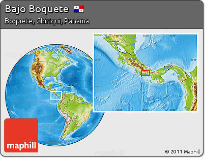 Physical Location Map of Bajo Boquete