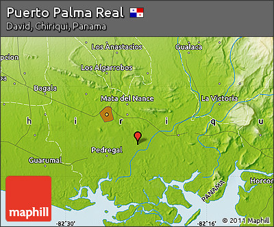 Physical Map of Puerto Palma Real